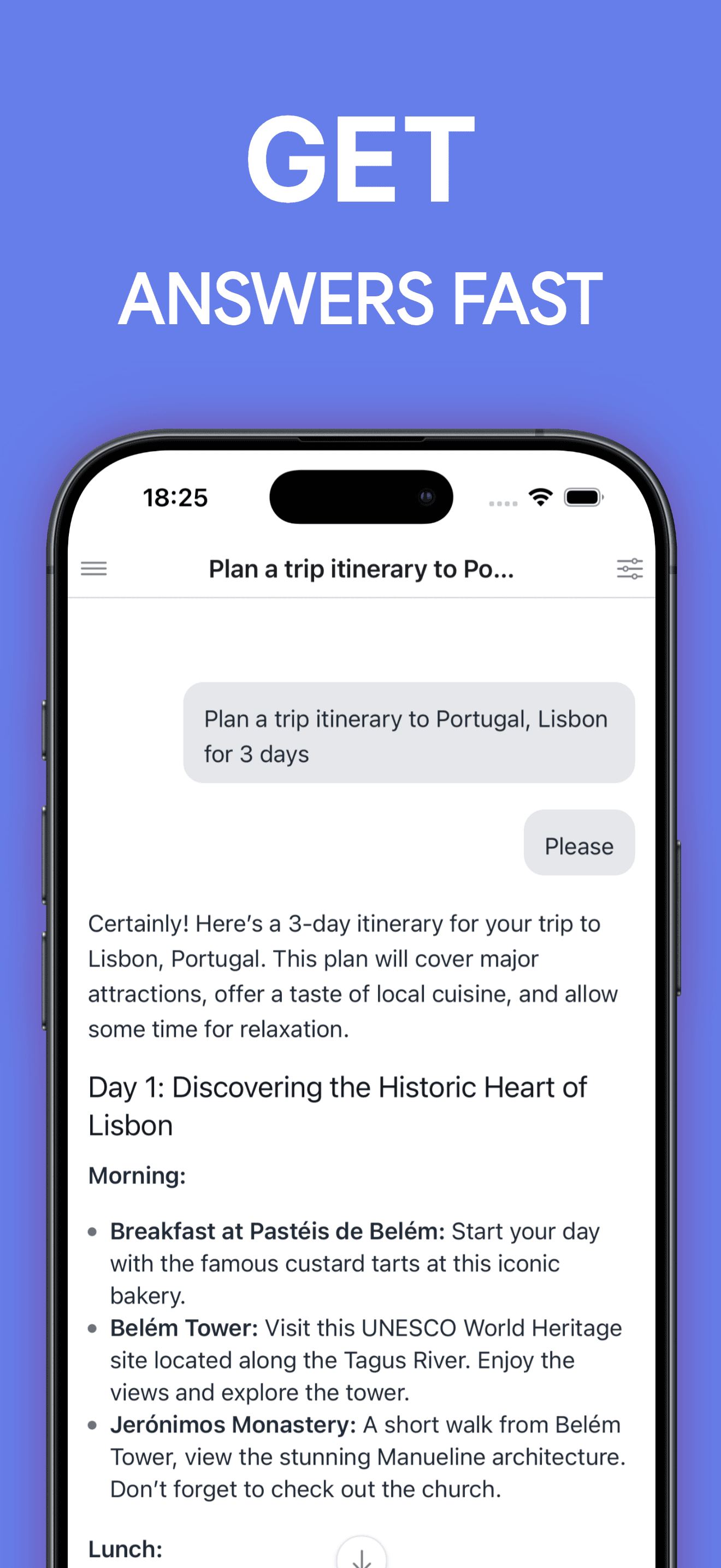 ChatAI streaming a markdown-formatted response in real time