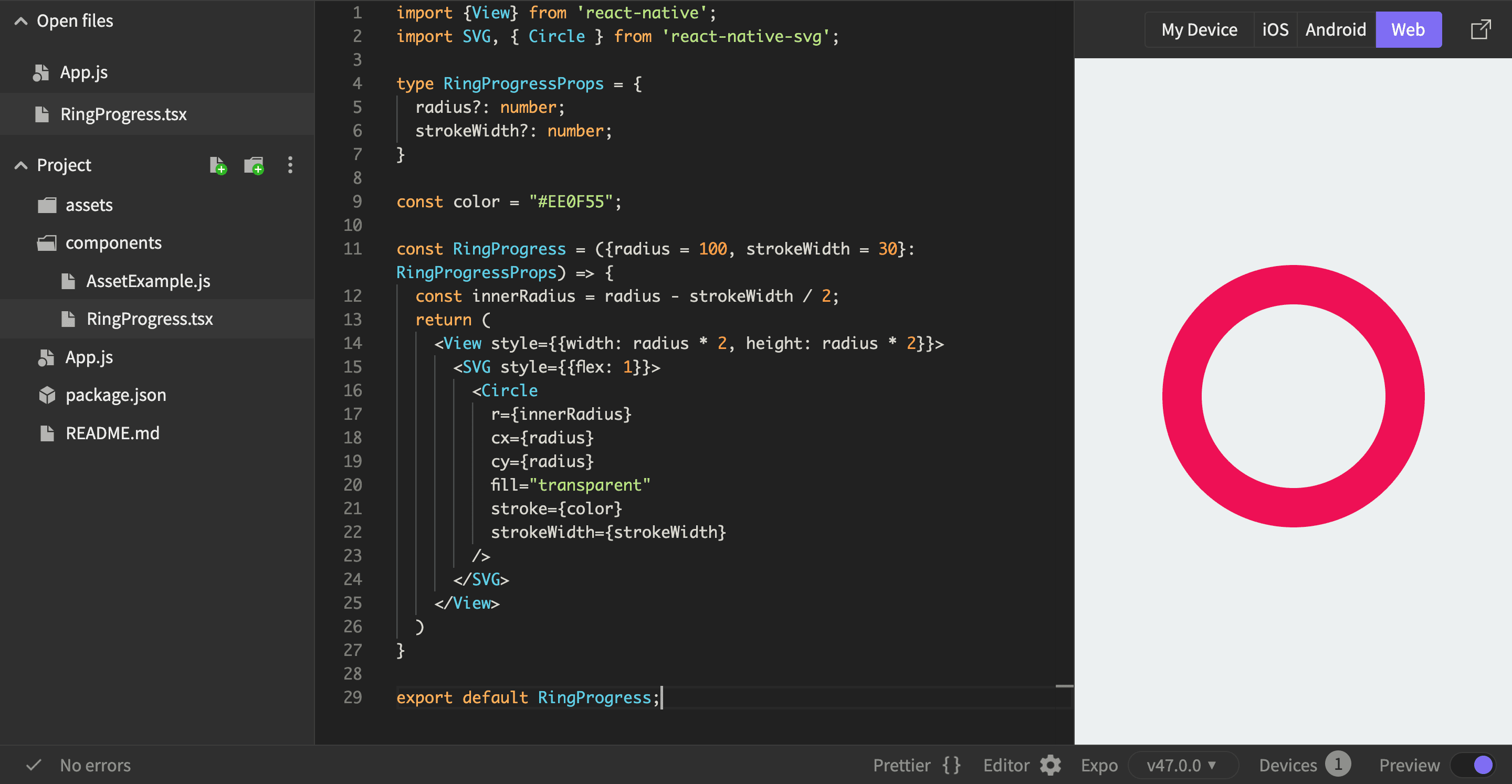 A simple ring using react-native-svg