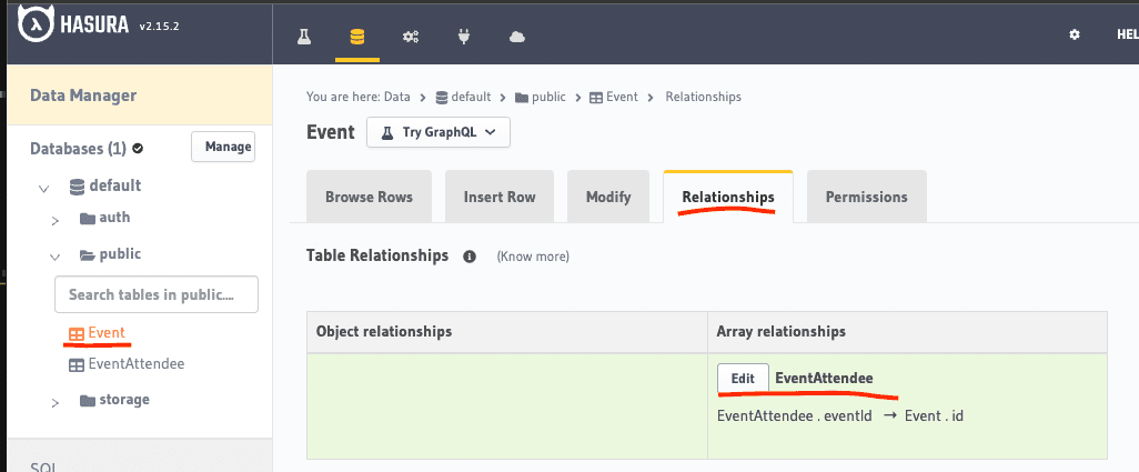 Create a one to many relationship on Hasura