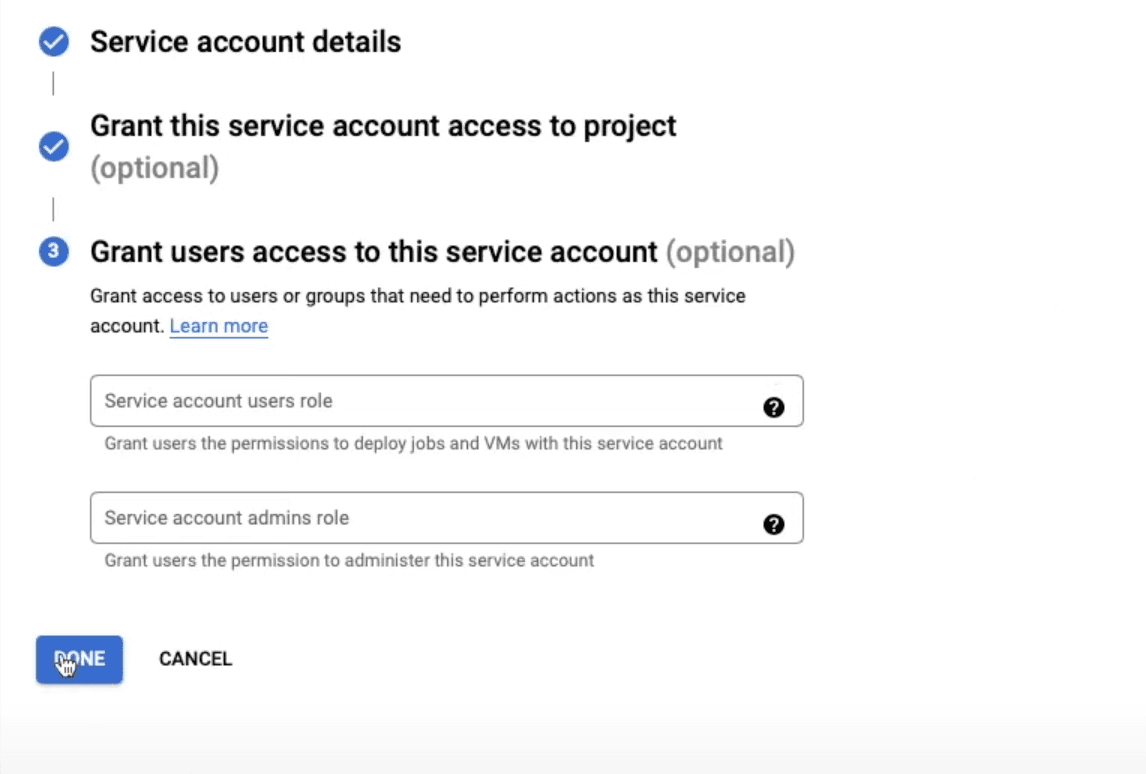 Service Account Third Step