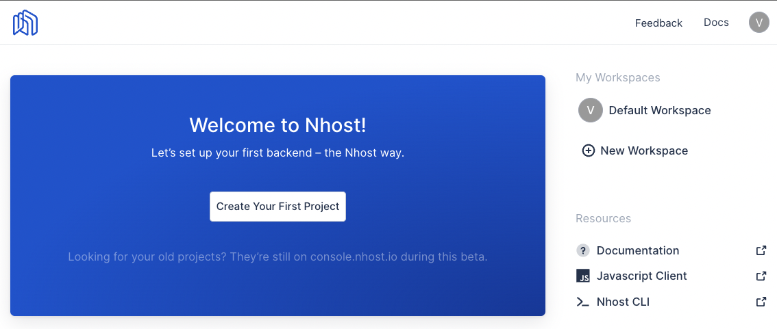 Create Nhost app