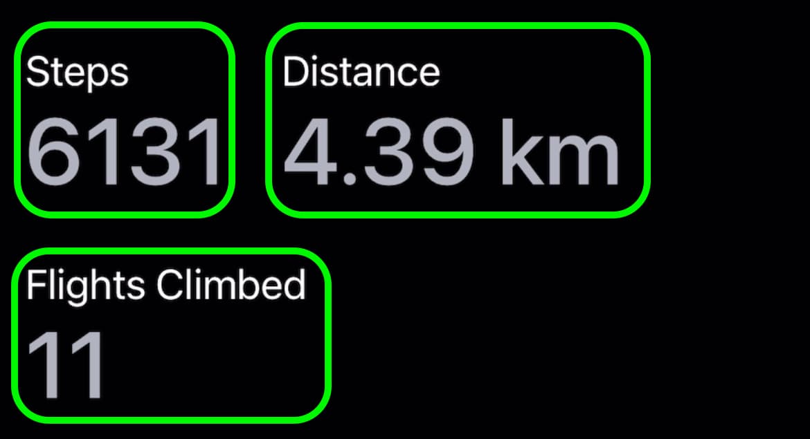 UI of the Statistic values about Steps, Distance, and FLights Climbed
