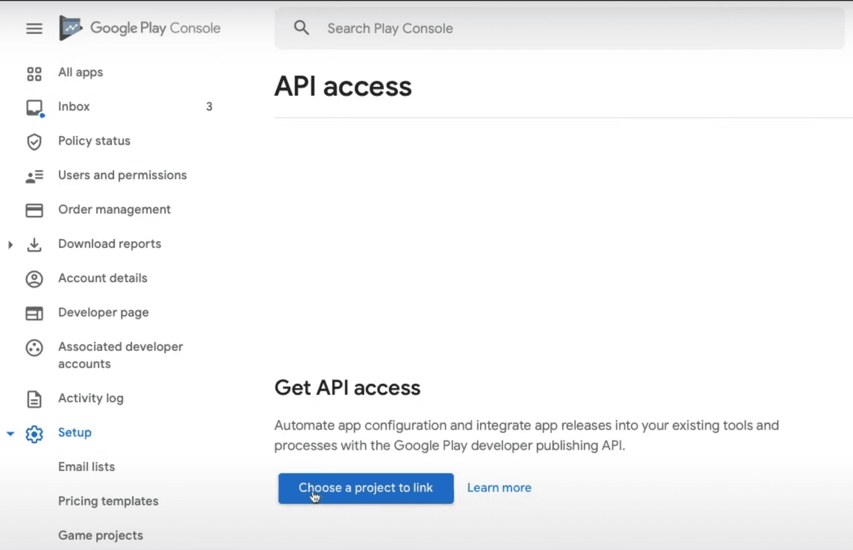 Choose a project to link