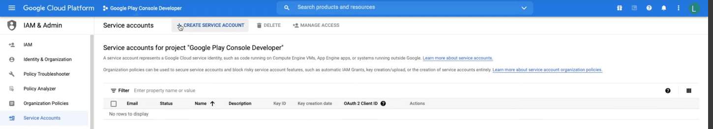Create Service Account
